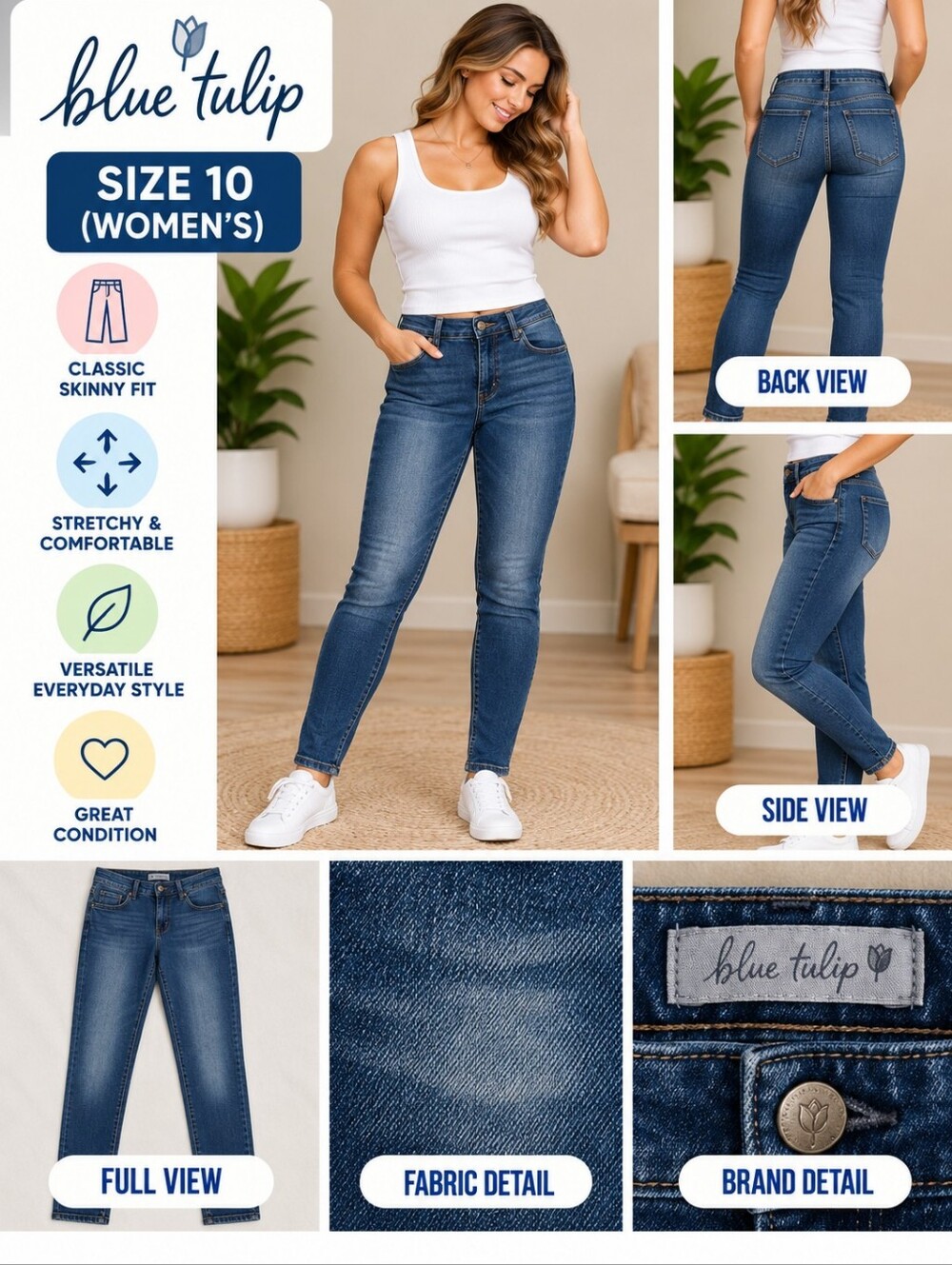Blue tulip women's size 10 denim skinny jeans #25